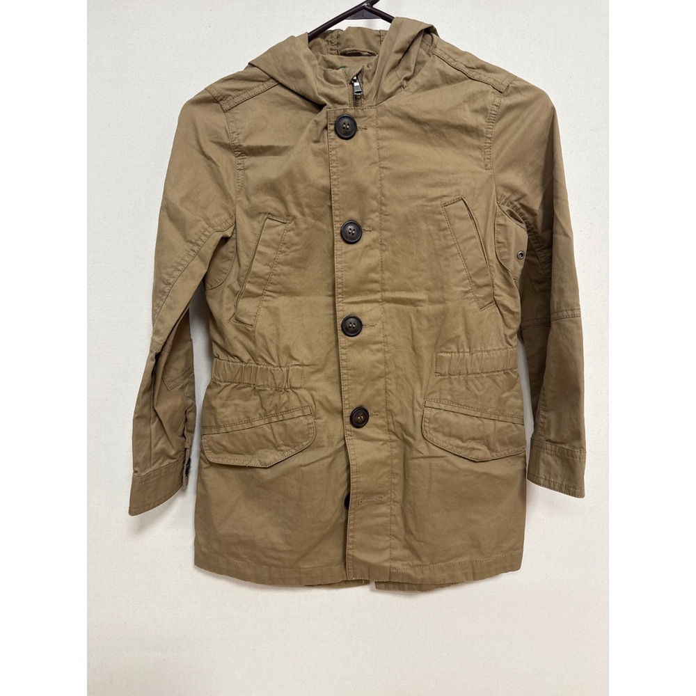 United Colors of Benetton Kids Khaki Hooded Field Jacket Size M 7-8 Years Tan